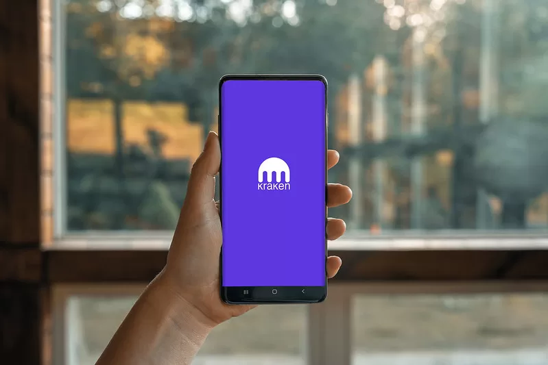 Kraken Cryptocurrency App logo on mobile screen – Crypto trading platform.